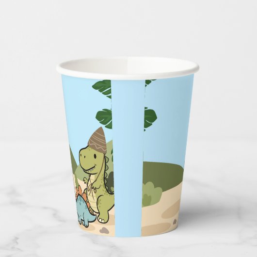 Cute Dinosaur Verjaardag Papieren Bekers (Links)