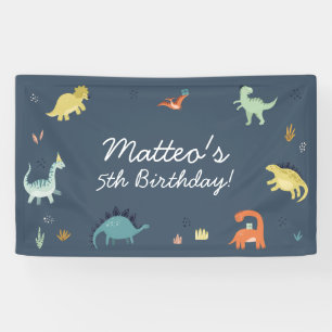 Cute Dinosaur Verjaardagsbanner Spandoek