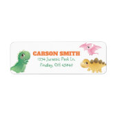 Cute Dinosaur Verjaardagsfeest Adres Etiket (Voorkant)