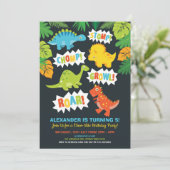 Cute Dinosaur Verjaardagsfeestje Dino Schoolbord Kaart (Staand voorkant)