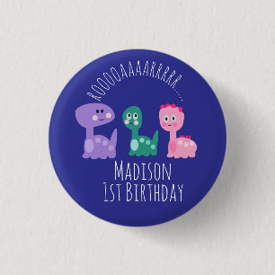 Cute Dinosaur Verjaardagsfeestje Kleurrijk  Ronde Button 3,2 Cm