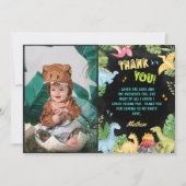 Cute Dinosaur Verjaardagsfoto Bedankkaart (Voorkant)