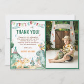 Cute Dinosaur Verjaardagsfoto Bedankkaart (Voorkant)