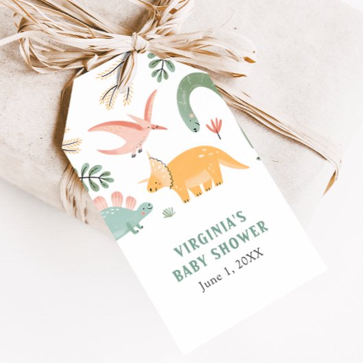 Cute Dinosaur Verjaardagskaartje Baby Shower Cadea Cadeaulabel