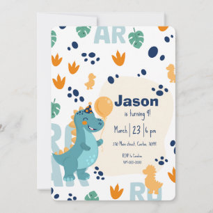 Cute Dinosaur Verjaardagsuitnodiging Kaart