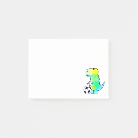Cute Dinosaur verliest Voetbal Soccer Waterverf Po Post-it® Notes (Voorkant)