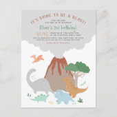 Cute Dinosaur Volcano Blast Boy Birthay Party Briefkaart (Voorkant)