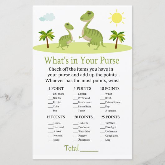 Cute Dinosaur Wat zit er in je babydouche? (Voorkant)