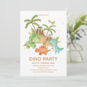 Cute  Dinosaur Watercolor Verjaardagsfeestje  Kaart (Staand voorkant)