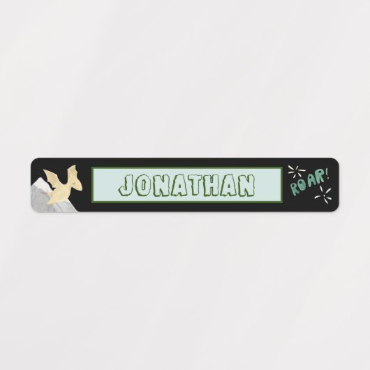 Cute Dinosaur Waterproof Name Set 1 Black Labels (Design 1)