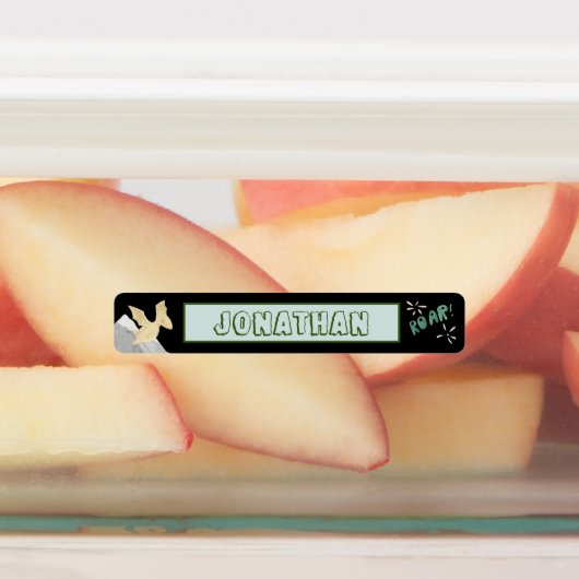 Cute Dinosaur Waterproof Name Set 1 Black Labels (Aangebracht)