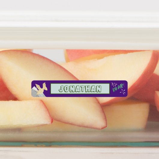 Cute Dinosaur Waterproof Name Set 1 Paars Labels (Aangebracht)