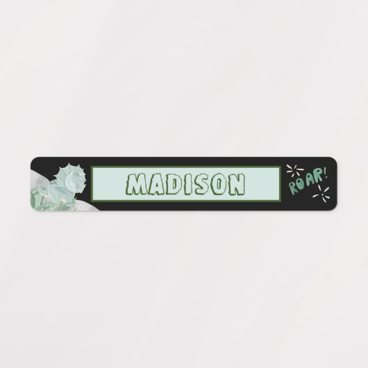 Cute Dinosaur Waterproof Name Set 2 Black Labels (Design 1)