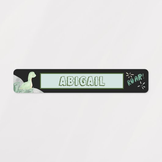 Cute Dinosaur Waterproof Name Set 2 Black Labels (Design 2)