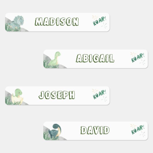 Cute Dinosaur Waterproof Name Set 2 Labels (Groep)