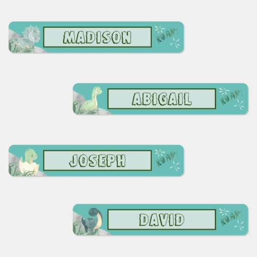Cute Dinosaur Waterproof Name Set 2 Licht Blauwgro Labels (Groep)