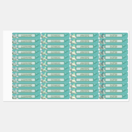 Cute Dinosaur Waterproof Name Set 2 Licht Blauwgro Labels (Vel)