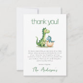 Cute Dinosaur Waterverf Baby shower Bedankkaart (Voorkant)