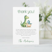 Cute Dinosaur Waterverf Baby shower Bedankkaart (Staand voorkant)