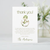 Cute Dinosaur Waterverf Baby shower Bedankkaart (Staand voorkant)