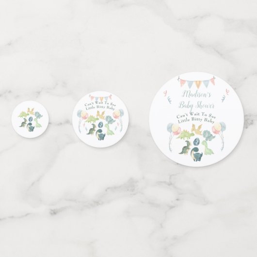 Cute Dinosaur Waterverf Baby shower Confetti (Achterkanten)
