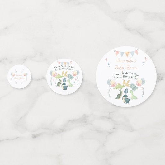 Cute Dinosaur Waterverf Baby shower Confetti (Voorkanten)