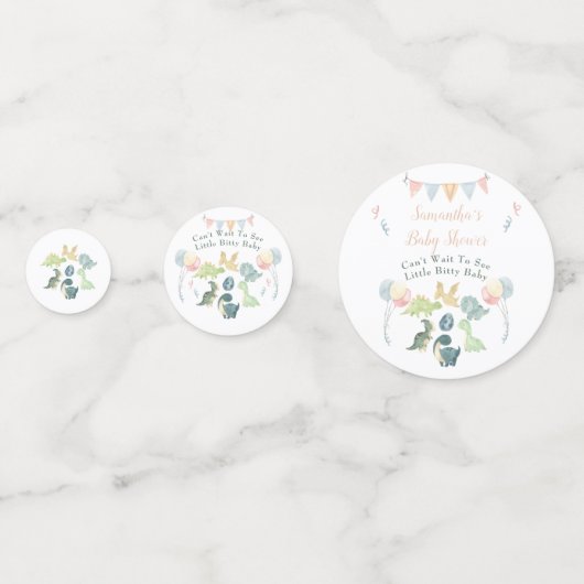 Cute Dinosaur Waterverf Baby shower Confetti (Achterkanten)