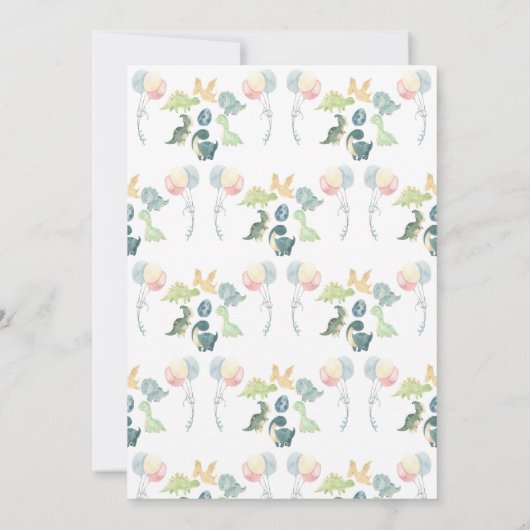 Cute Dinosaur Waterverf Baby shower Kaart (Achterkant)