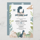 Cute Dinosaur Waterverf Baby shower Kaart (Voorkant / Achterkant)