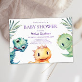 Cute Dinosaur Waterverf Baby shower Kaart