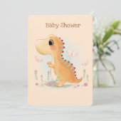 Cute Dinosaur Waterverf Baby shower Kaart (Staand voorkant)