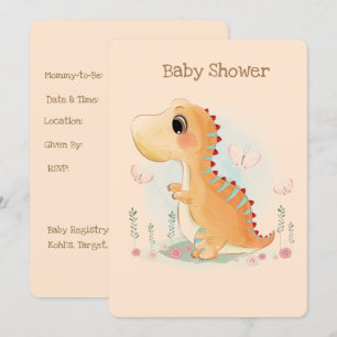 Cute Dinosaur Waterverf Baby shower Kaart