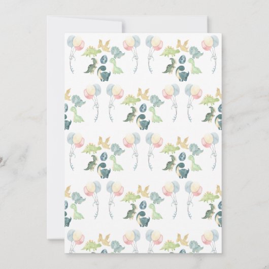 Cute Dinosaur Waterverf Baby shower Kaart (Achterkant)