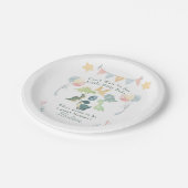 Cute Dinosaur Waterverf Baby shower Papieren Bordje (Gekanteld)