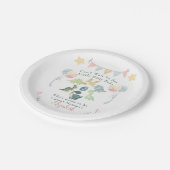Cute Dinosaur Waterverf Baby shower Papieren Bordje (Gekanteld)