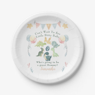 Cute Dinosaur Waterverf Baby shower Papieren Bordje