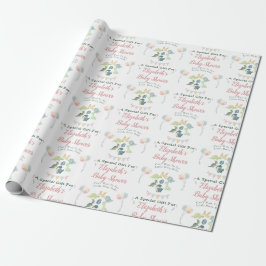 Cute Dinosaur Waterverf Baby shower Personalized Cadeaupapier