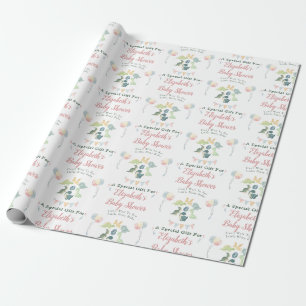 Cute Dinosaur Waterverf Baby shower Personalized Cadeaupapier