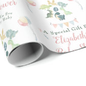 Cute Dinosaur Waterverf Baby shower Personalized Cadeaupapier (Rol Hoek)