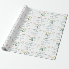 Cute Dinosaur Waterverf Baby shower Personalized Cadeaupapier