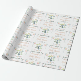 Cute Dinosaur Waterverf Baby shower Personalized Cadeaupapier