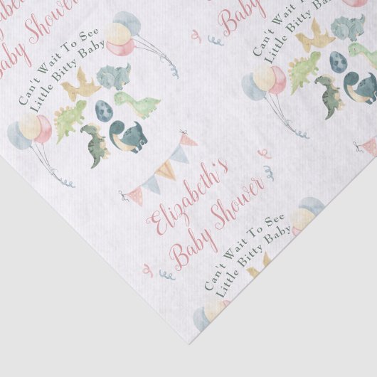 Cute Dinosaur Waterverf Baby shower Personalized Tissuepapier (Detail)