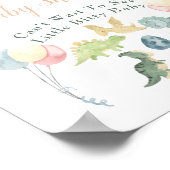 Cute Dinosaur Waterverf Baby shower Welcome Poster (Hoek)