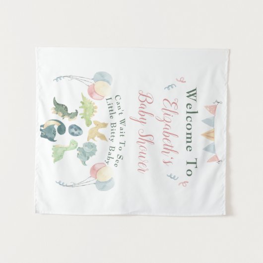 Cute Dinosaur Waterverf Baby shower Welkomstteken Wandkleed (Voorkant (horizontaal))
