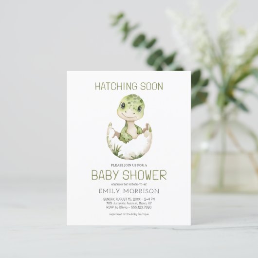 Cute Dinosaur Waterverf Hatching Soon Baby shower (Staand voorkant)