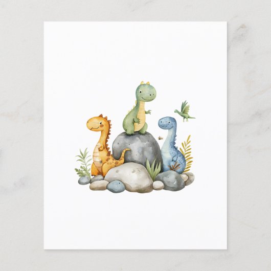 Cute Dinosaur Waterverf Hatching Soon Baby shower (Achterkant)