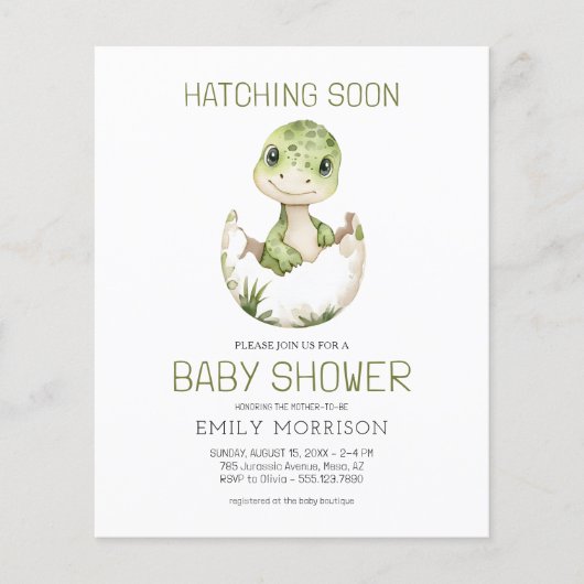 Cute Dinosaur Waterverf Hatching Soon Baby shower (Voorkant)