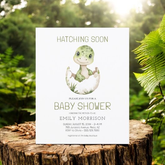 Cute Dinosaur Waterverf Hatching Soon Baby shower
