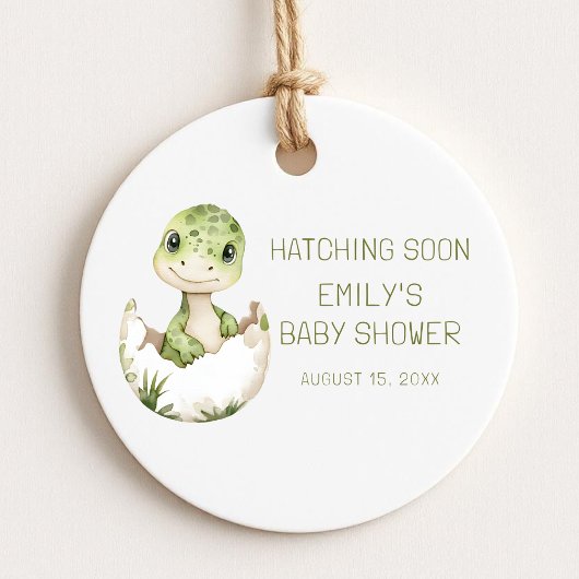 Cute Dinosaur Waterverf Hatching Soon Baby shower Bedankjes Labels