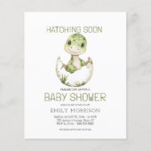 Cute Dinosaur Waterverf Hatching Soon Baby shower Flyer (Voorkant)